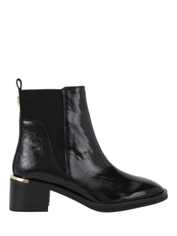 Carvela Liberta Patent Block Heel Ankle Boots, Black Combination, Black Combination