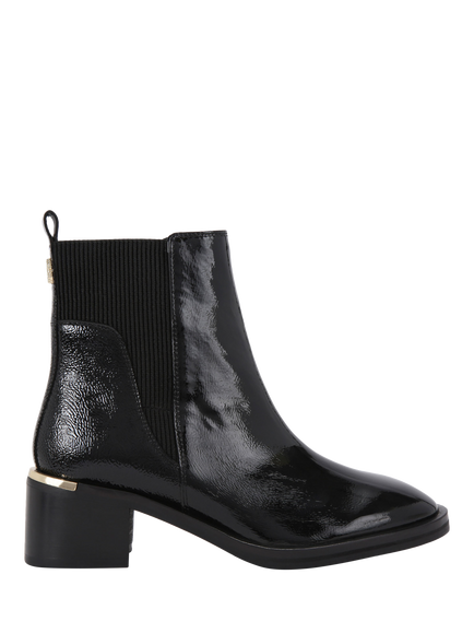 Carvela Liberta Patent Block Heel Ankle Boots, Black Combination, Black Combination