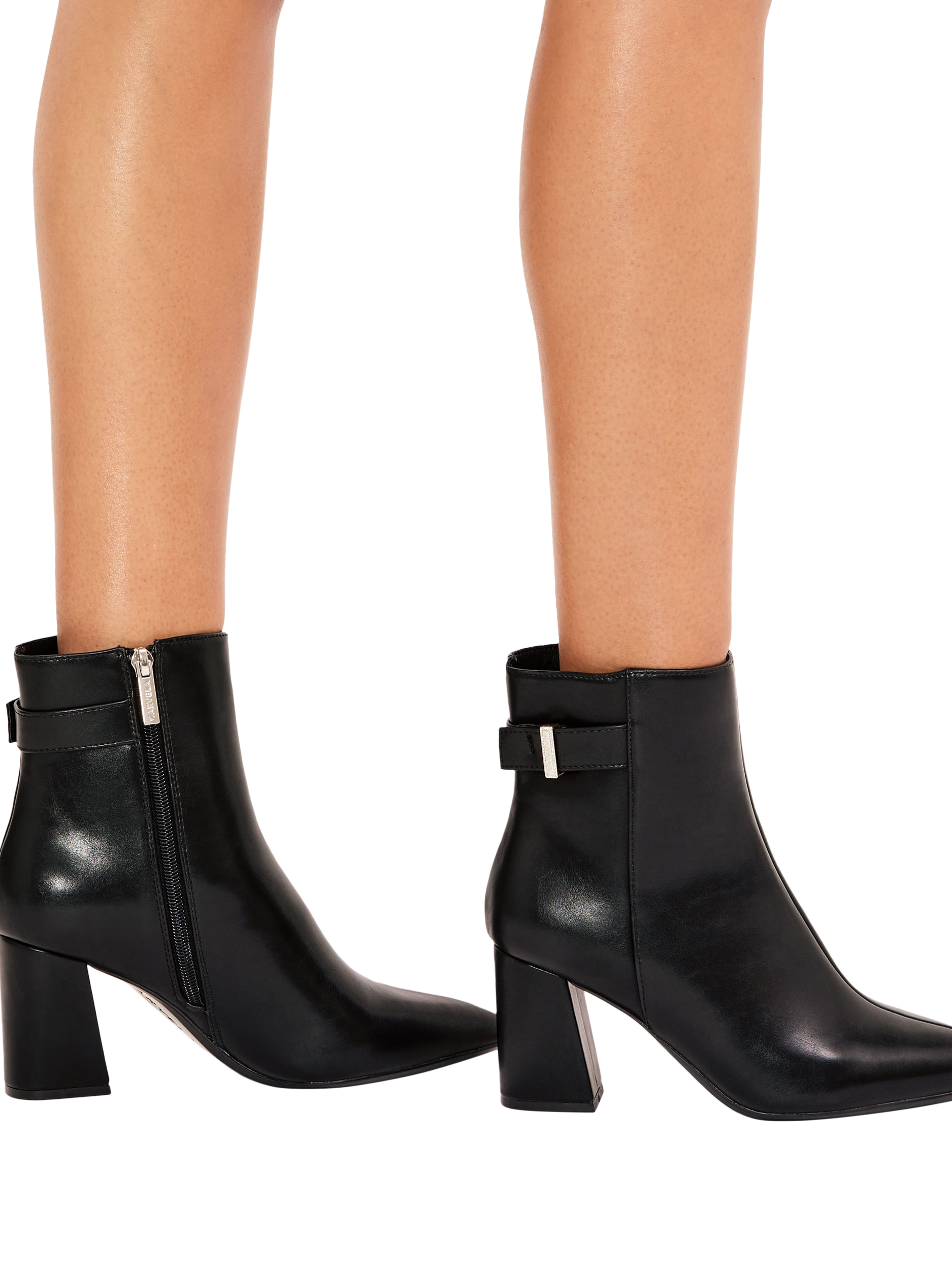 Product image 2 of 4, which shows Carvela Refined Block Heel Ankle Boots, Black, 3