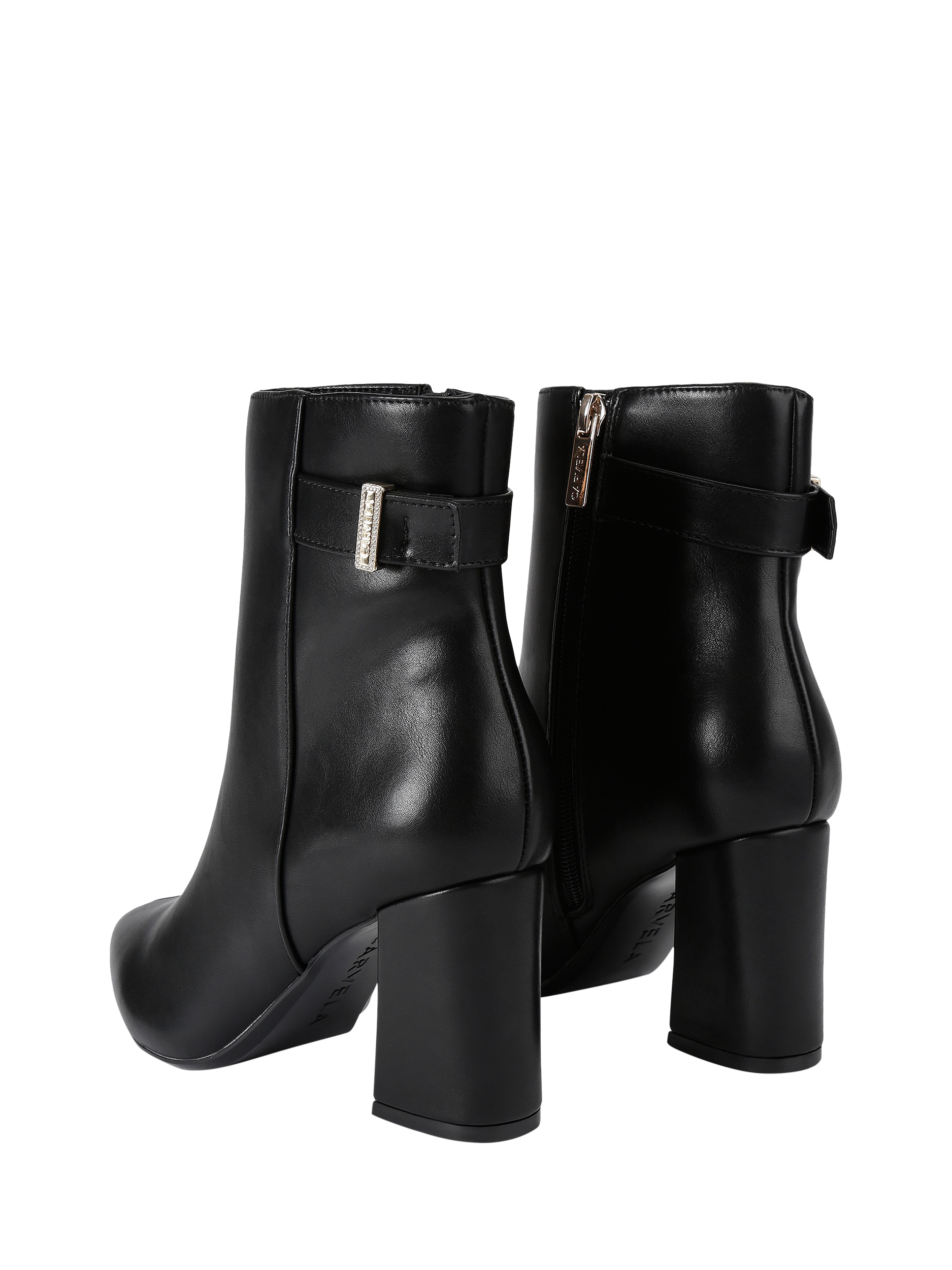 Product image 4 of 4, which shows Carvela Refined Block Heel Ankle Boots, Black, 3