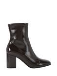 Carvela Strut Patent Block Heel Ankle Boots, Dark Brown
