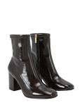 Carvela Strut Patent Block Heel Ankle Boots, Dark Brown