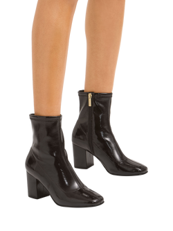 Carvela Strut Patent Block Heel Ankle Boots, Dark Brown - view 2, Dark Brown