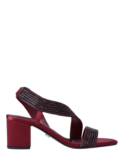 Carvela Gala Block Jewel Embellished Heeled Sandals, Wine, Wine
