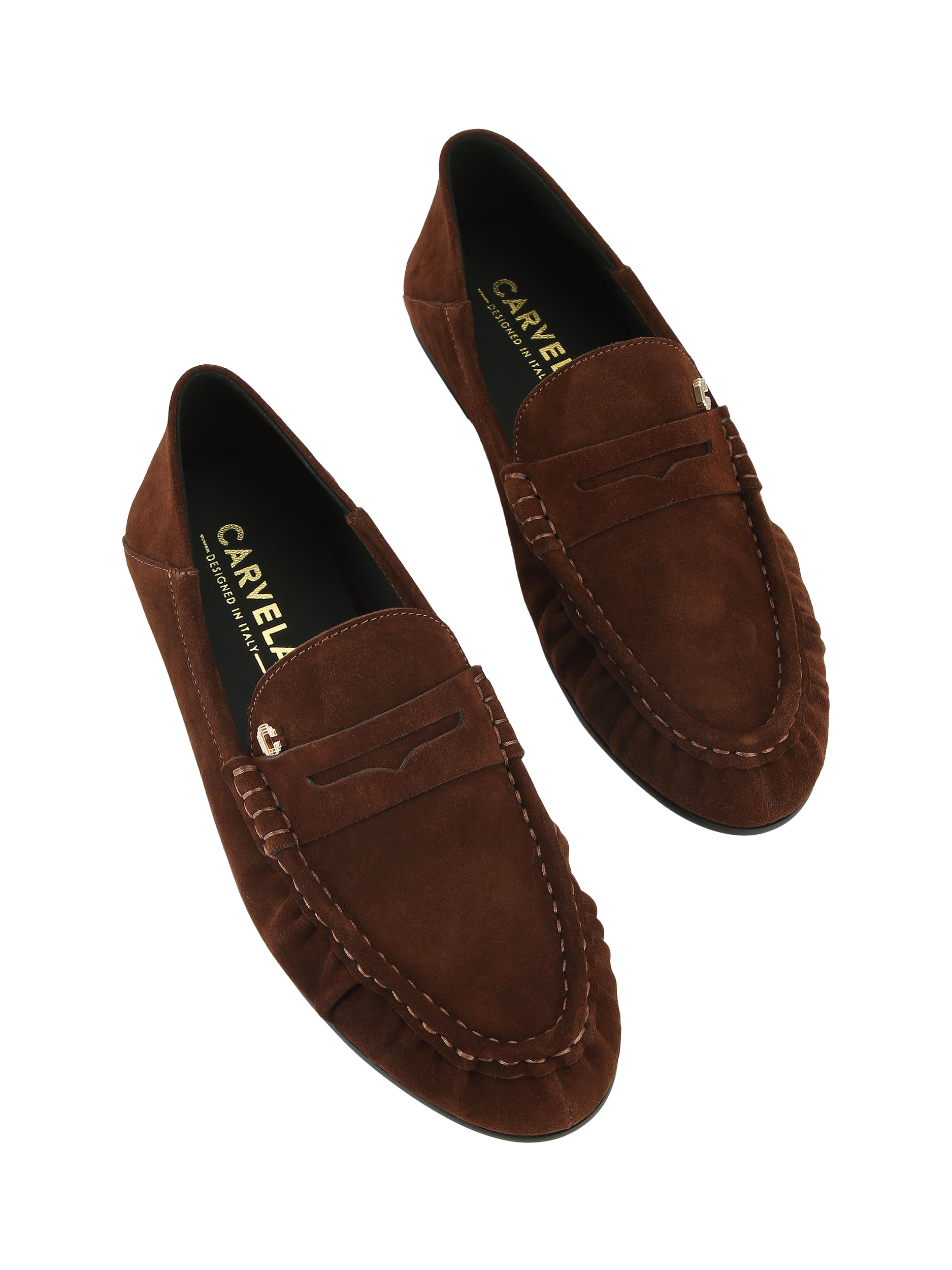 Product image 3 of 4, which shows Carvela Marigold Suede Loafers, Brown, 3