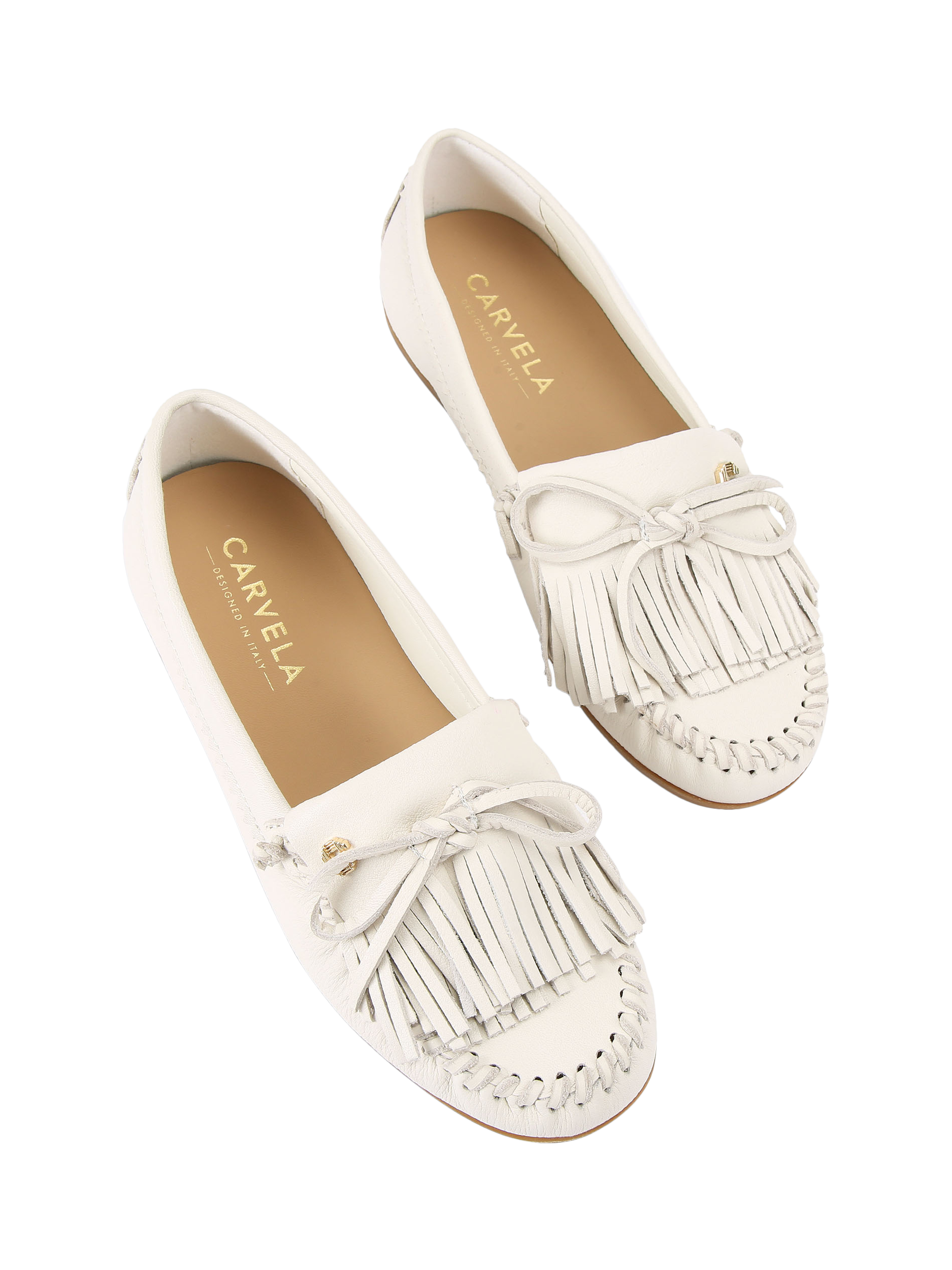 Product image 2 of 4, which shows Carvela Nila Leather Loafers, Bone, 3