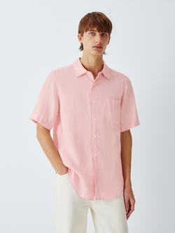 John Lewis Short Sleeve Linen Shirt, Pink