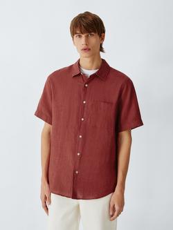 John Lewis Short Sleeve Linen Shirt, Cowhide