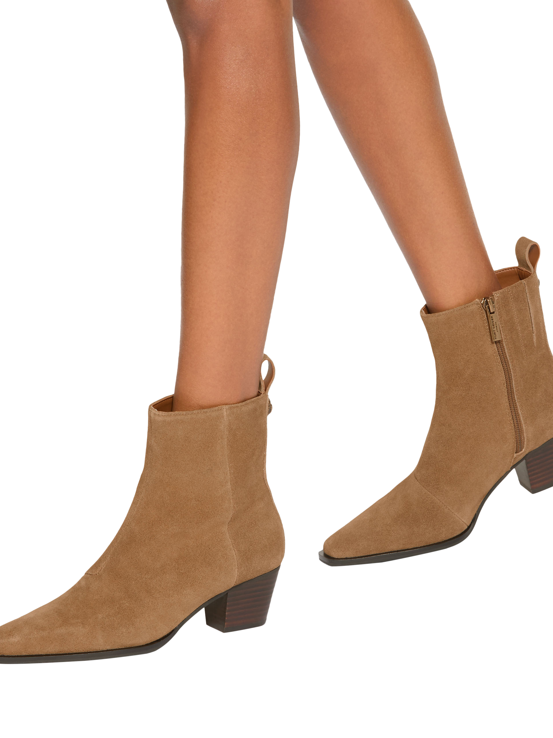 Product image 2 of 5, which shows Kurt Geiger London Mini Eagle Suede Ankle Boots, Tan Comb, 3
