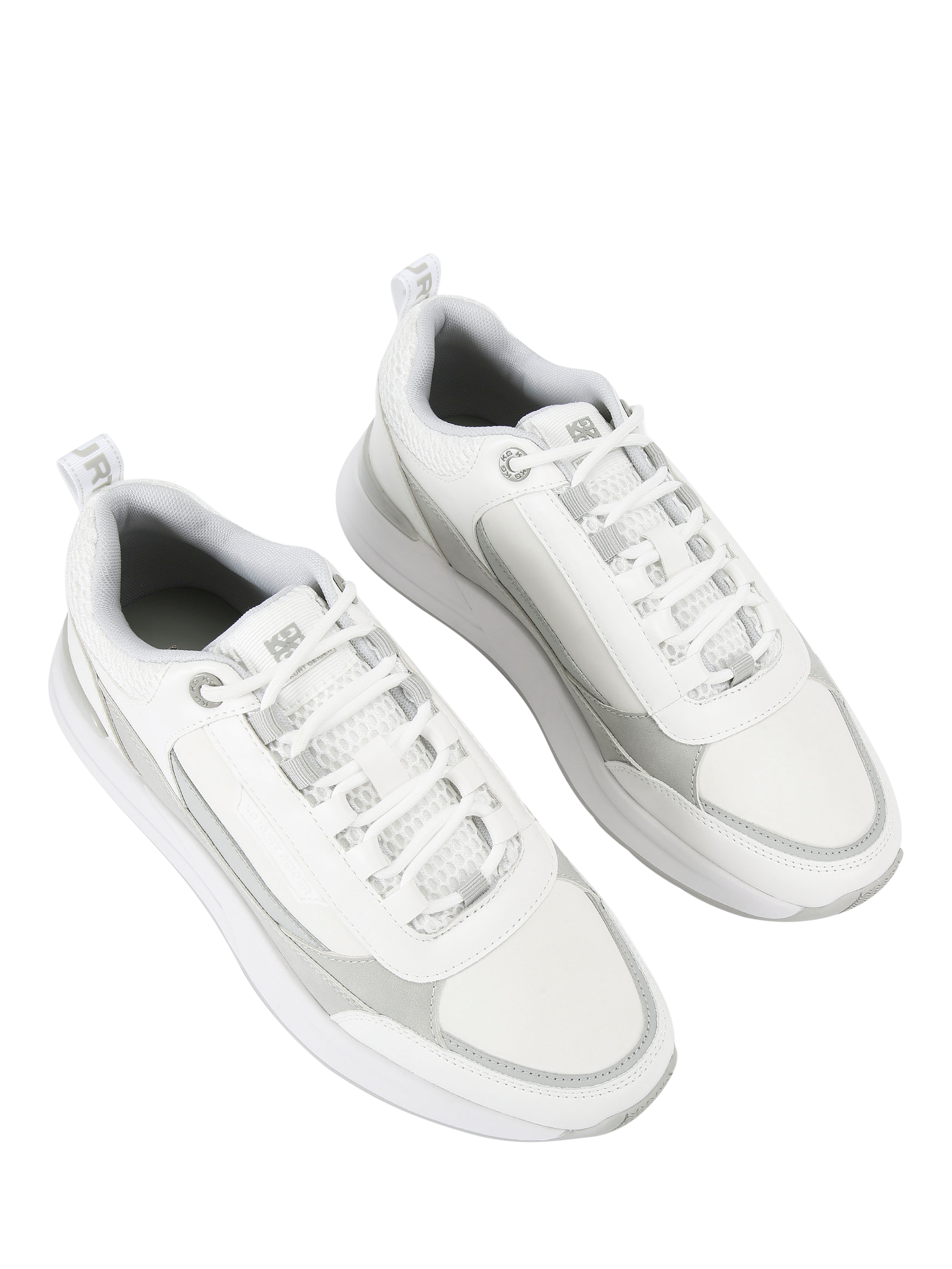 Product image 2 of 4, which shows KG Kurt Geiger Johnno Lace Up Trainers, White/Grey, 7
