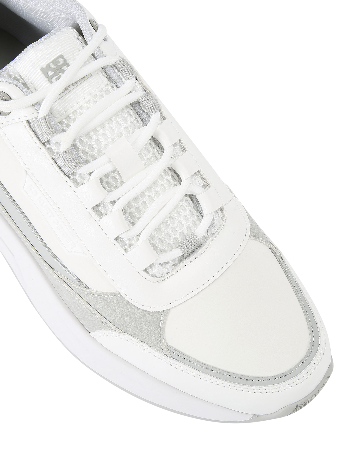 Product image 4 of 4, which shows KG Kurt Geiger Johnno Lace Up Trainers, White/Grey, 7