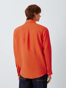 John Lewis Regular Fit Linen Shirt - view 2, Red Clay