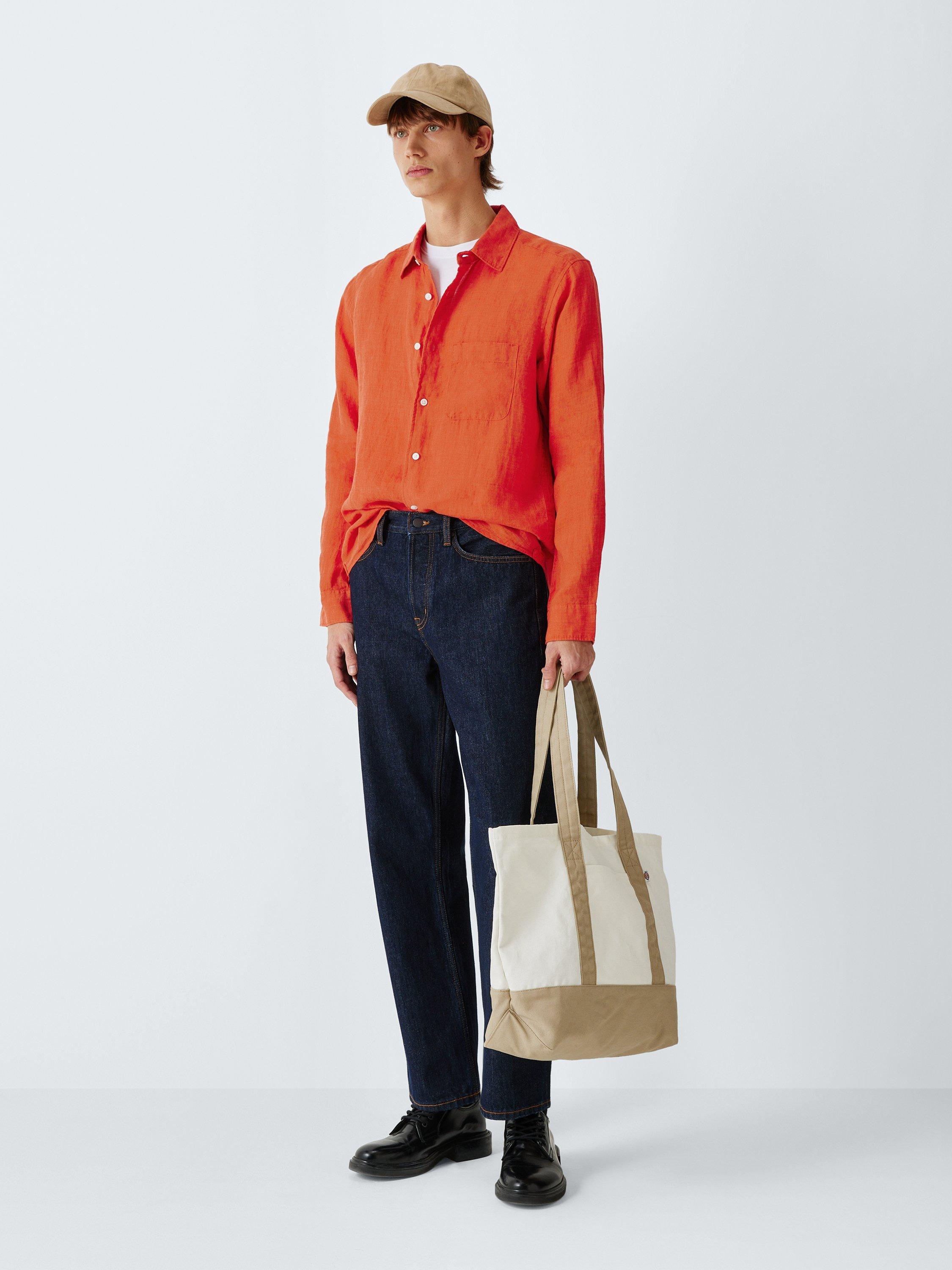 Product image 3 of 6, which shows John Lewis Regular Fit Linen Shirt, Red Clay, S