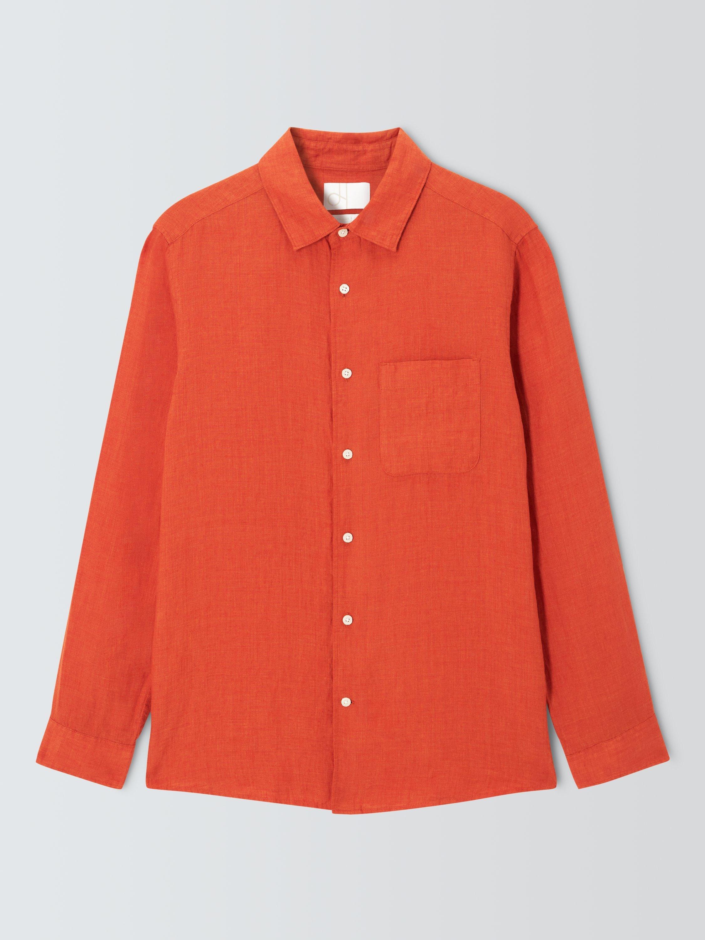 Product image 4 of 6, which shows John Lewis Regular Fit Linen Shirt, Red Clay, S