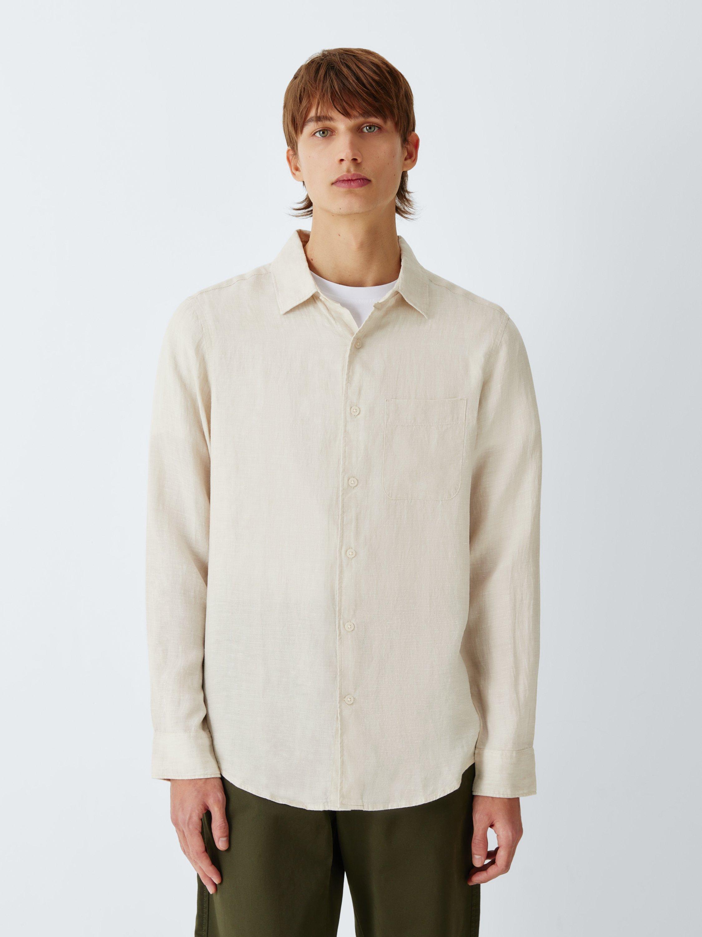 Product image 1 of 6, which shows John Lewis Regular Fit Linen Shirt, Natural, S