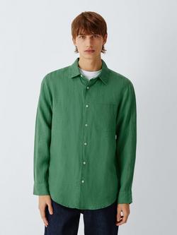 John Lewis Regular Fit Linen Shirt, Pine Green