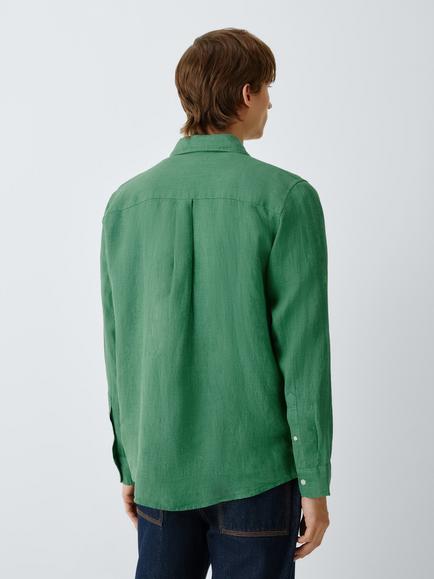John Lewis Regular Fit Linen Shirt - view 2, Pine Green