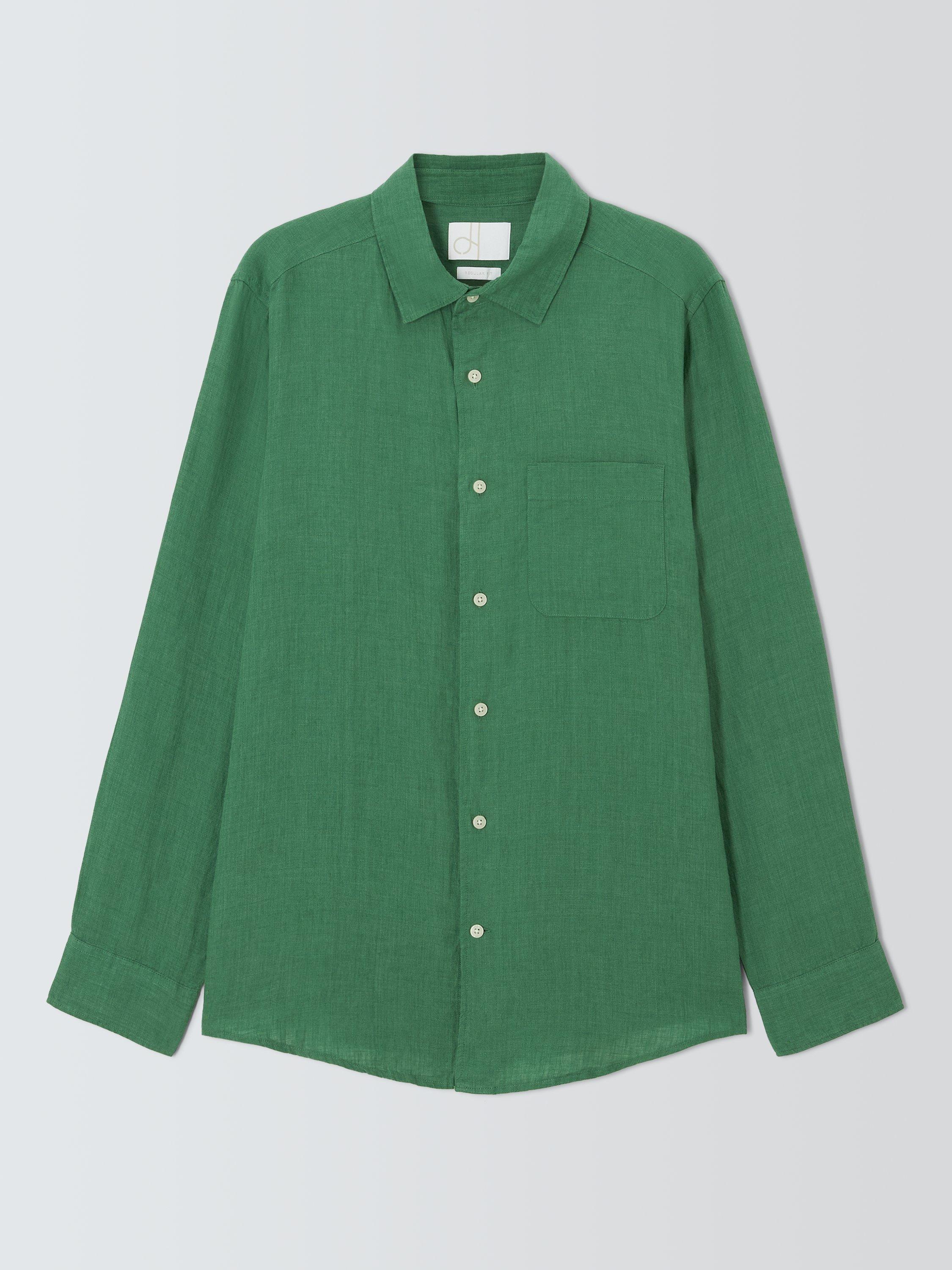 Product image 4 of 6, which shows John Lewis Regular Fit Linen Shirt, Pine Green, S