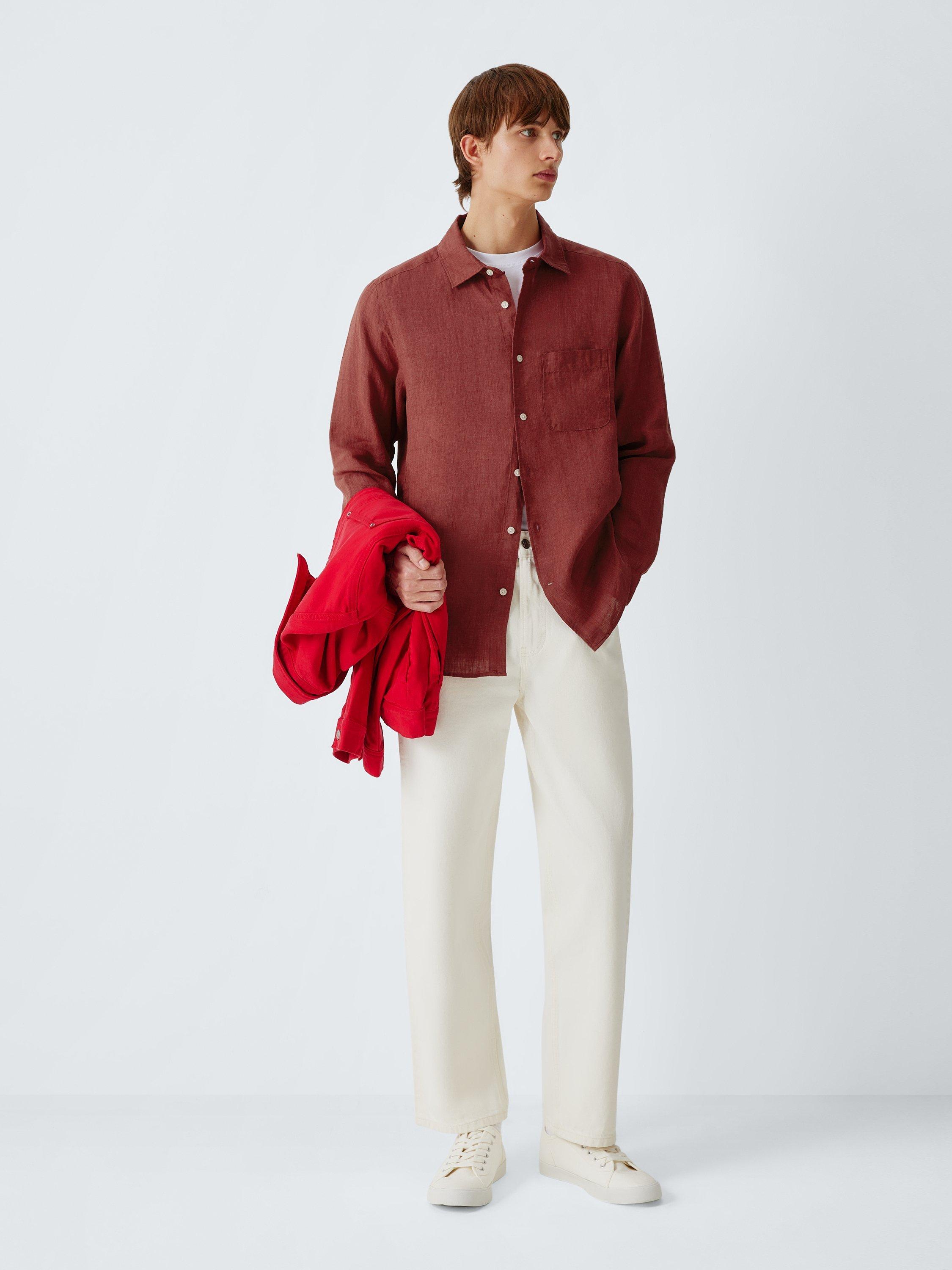 Product image 3 of 6, which shows John Lewis Regular Fit Linen Shirt, Cowhide, S