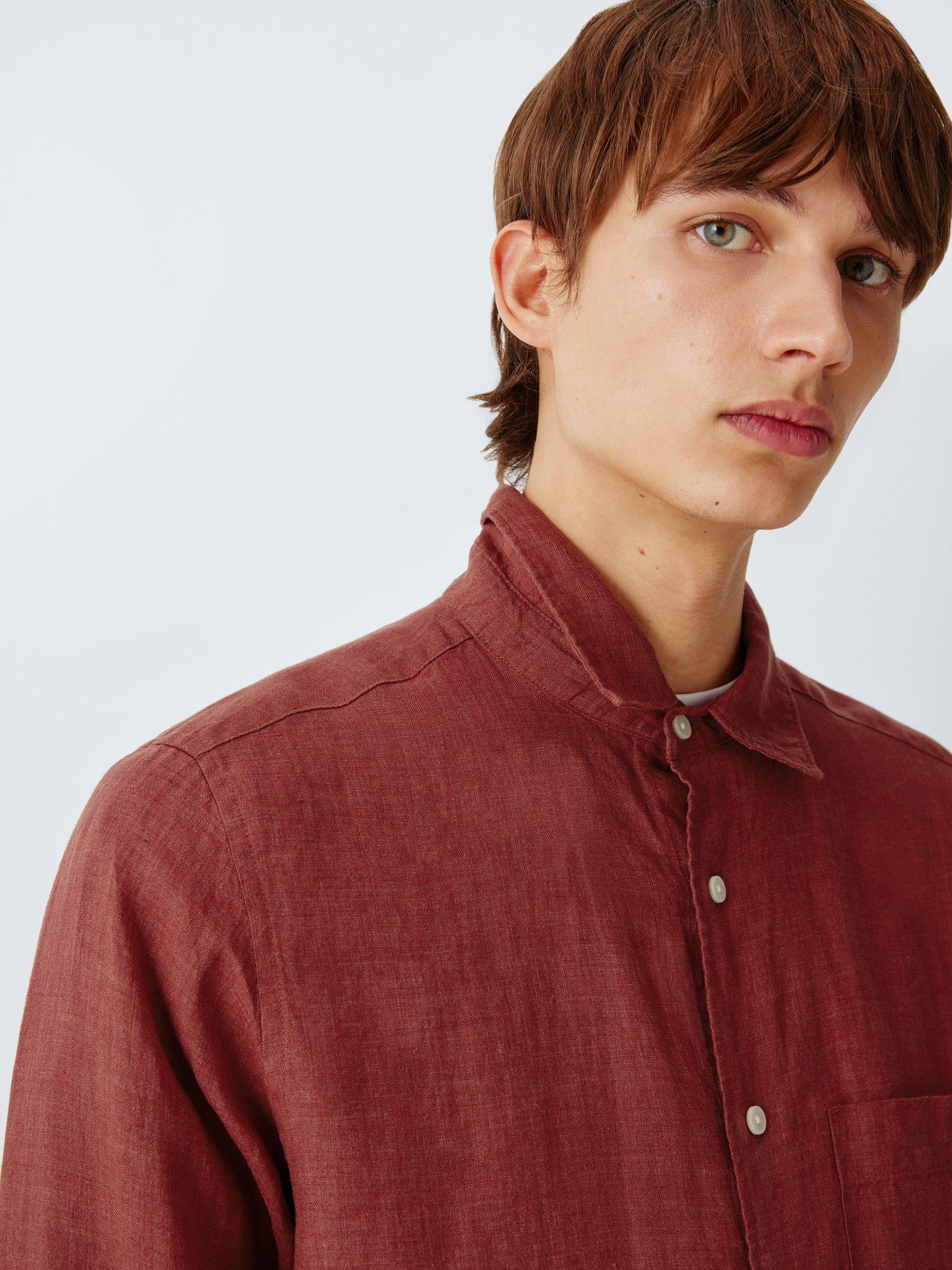 Product image 5 of 6, which shows John Lewis Regular Fit Linen Shirt, Cowhide, S