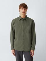 John Lewis Regular Fit Washed Cotton Shirt, Olive Night
