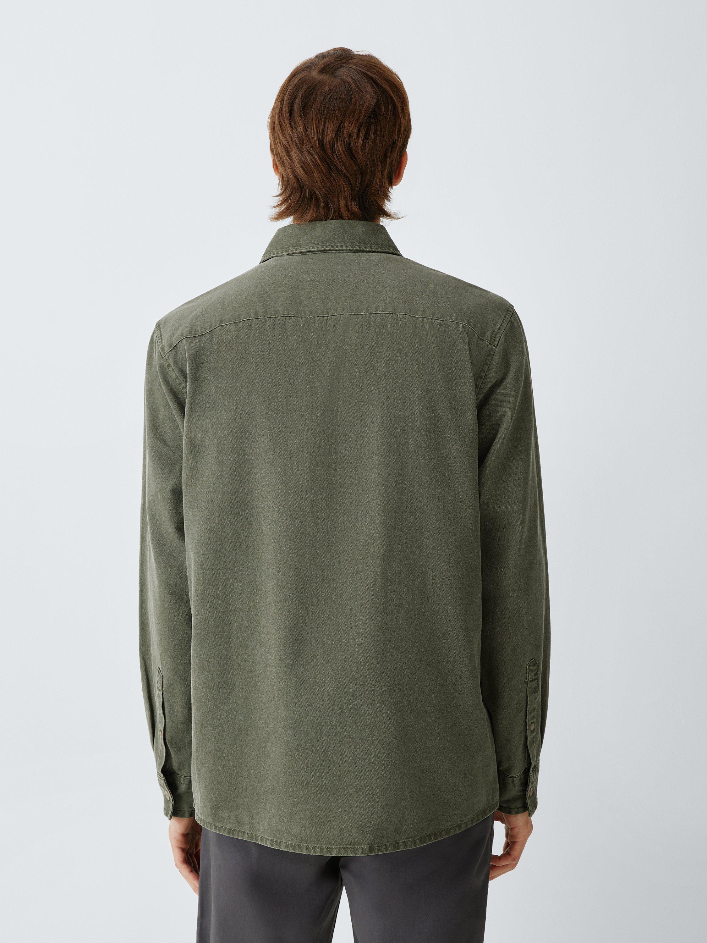 Product image 2 of 6, which shows John Lewis Regular Fit Washed Cotton Shirt, Olive Night, S