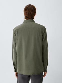 John Lewis Regular Fit Washed Cotton Shirt - view 2, Olive Night