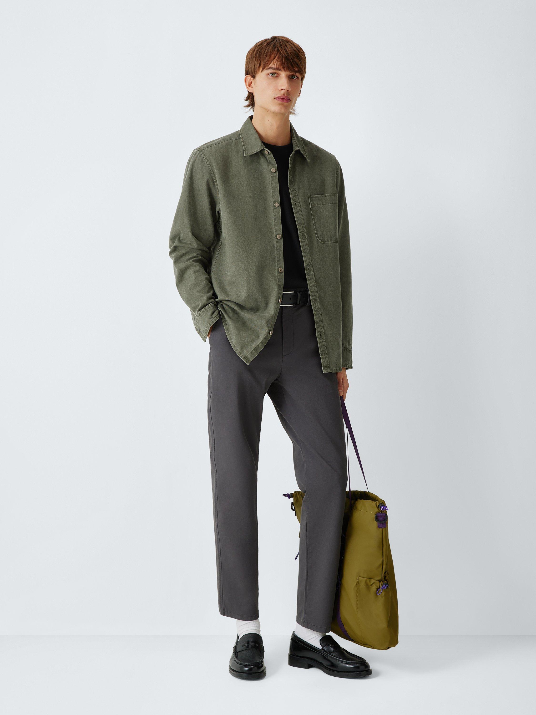 Product image 3 of 6, which shows John Lewis Regular Fit Washed Cotton Shirt, Olive Night, S