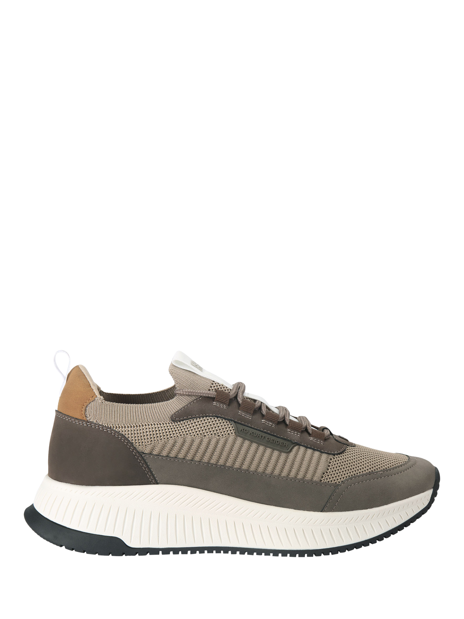 Product image 1 of 4, which shows KG Kurt Geiger Jasper Lace Up Trainers, Beige Comb, 7
