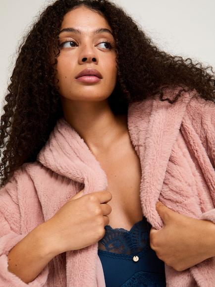 Pretty You London Cloud Dressing Gown, Dusky Pink - view 2, Dusky Pink