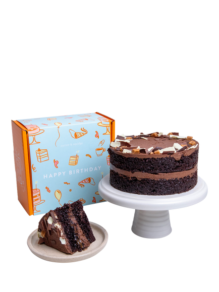 Cutter & Squidge Chocolate Fudge Caramel Cake, Happy Birthday Sleeve