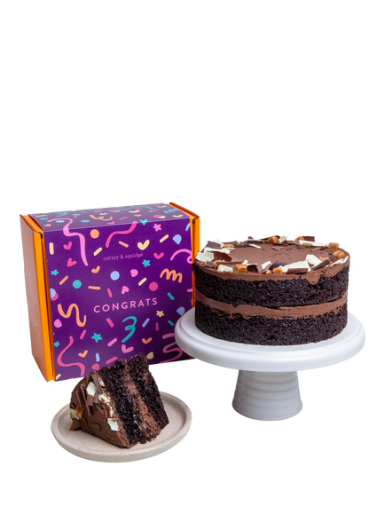Cutter & Squidge Chocolate Fudge Caramel Cake, Congratulations Sleeve