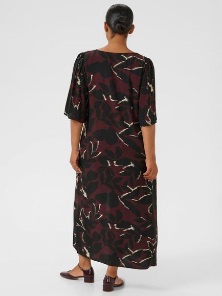 KAFFE Curve Milana V-Neck A-Line Maxi Dress - view 2, Red/Multi