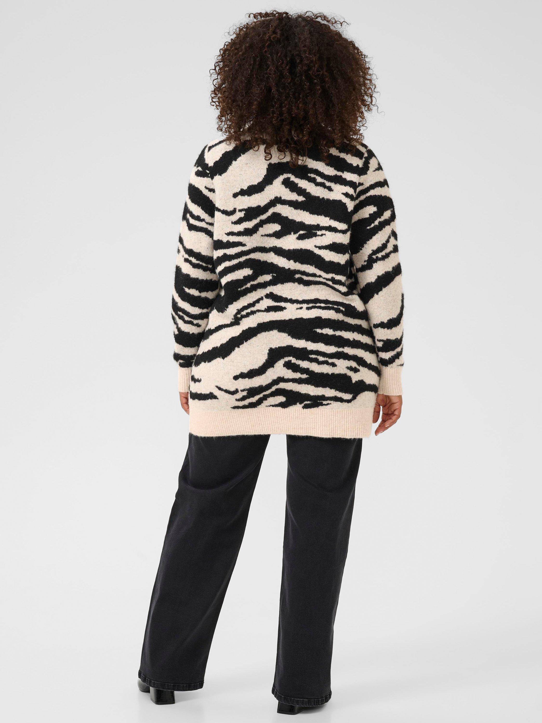 Product image 2 of 6, which shows KAFFE KCsandia Animal Print Longline Wool Blend Cardigan, Multi, S