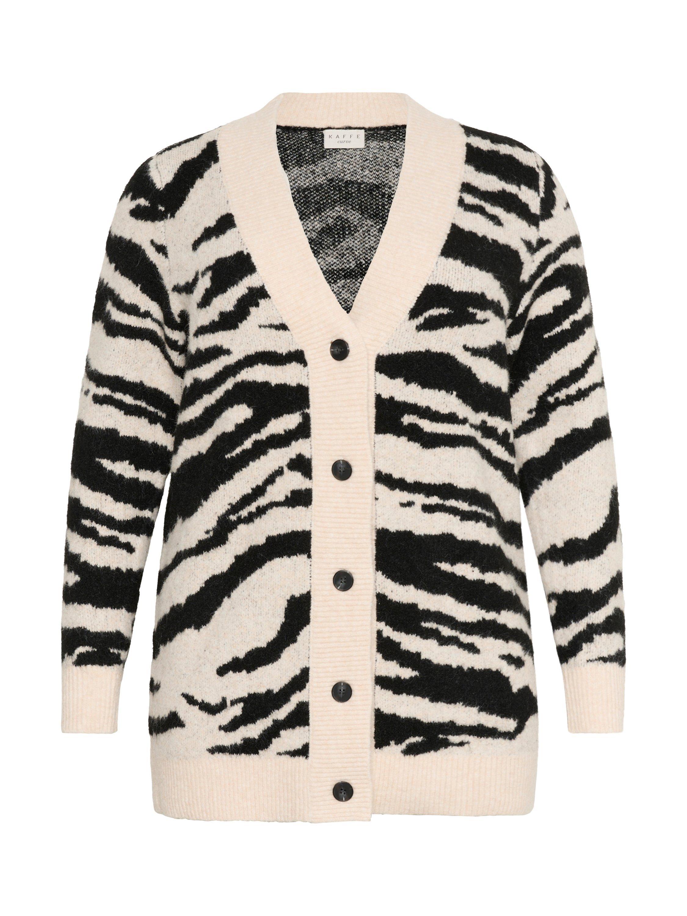 Product image 5 of 6, which shows KAFFE KCsandia Animal Print Longline Wool Blend Cardigan, Multi, S