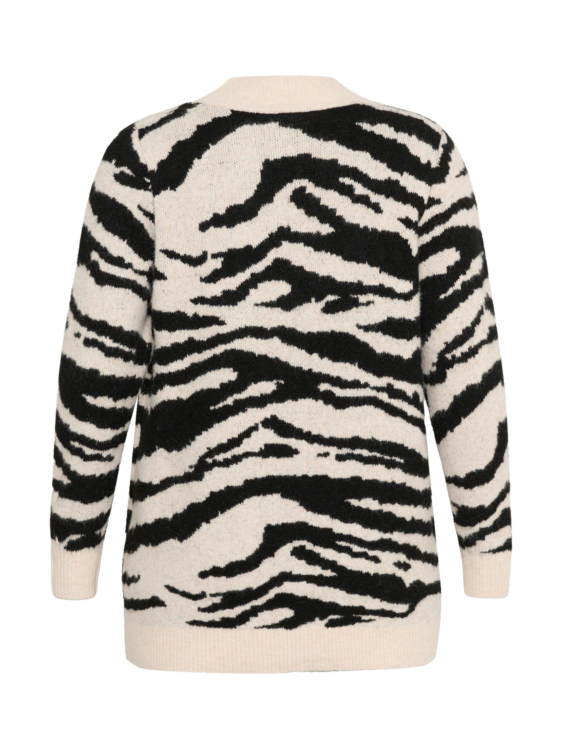 Product image 6 of 6, which shows KAFFE KCsandia Animal Print Longline Wool Blend Cardigan, Multi, S