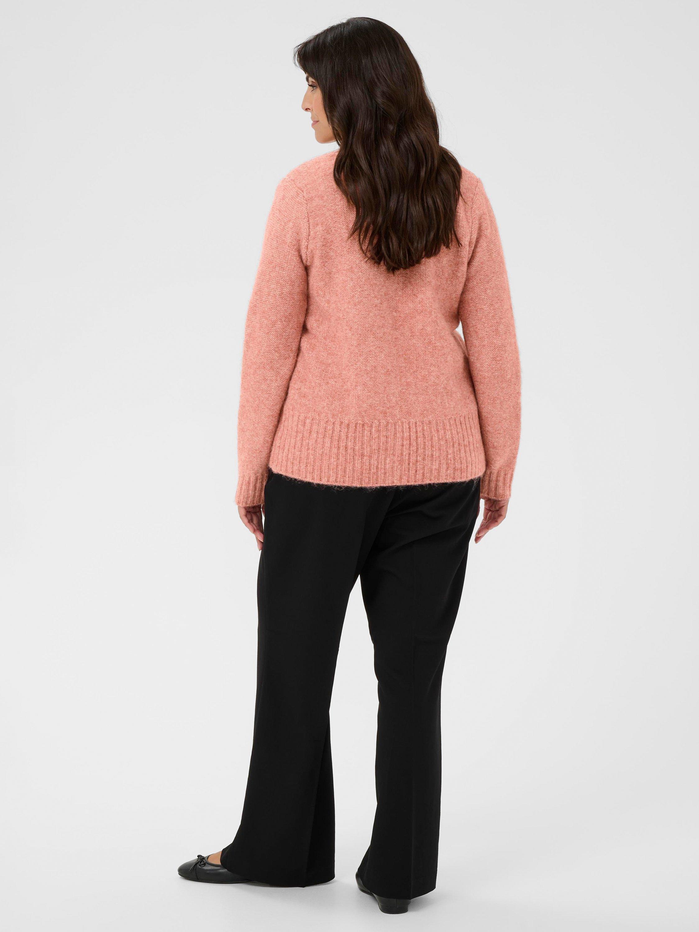 Product image 2 of 6, which shows KAFFE Curve KCcabis Short Sleeve Wool Blend Cardigan, Mid Red, S