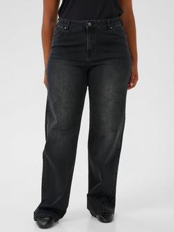 KAFFE Curve Mid Rise Wide Leg Denim Jeans, Mid Grey