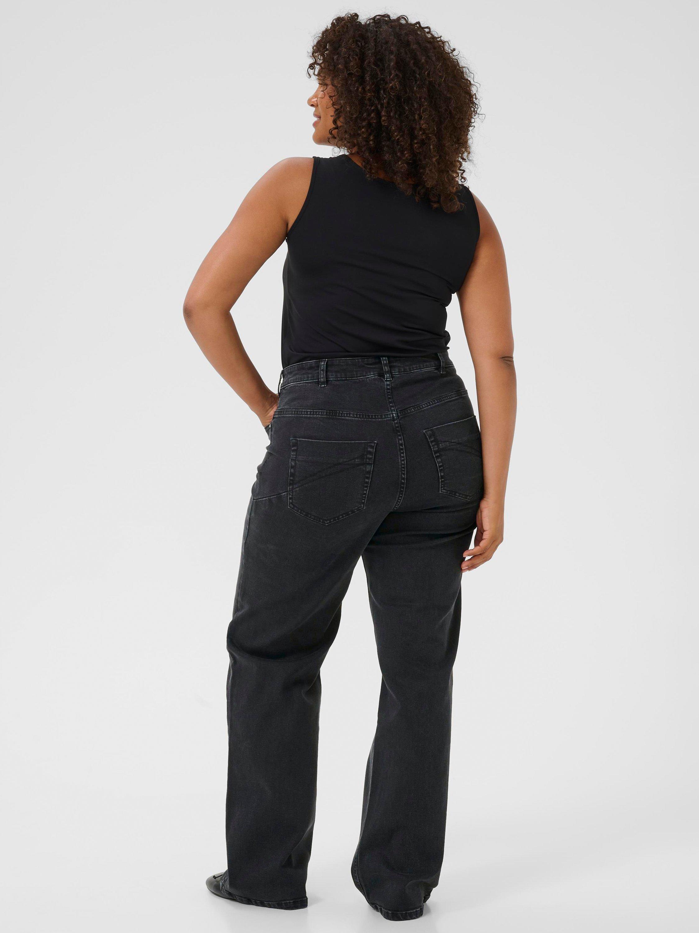 Product image 2 of 6, which shows KAFFE Curve Mid Rise Wide Leg Denim Jeans, Mid Grey, 18