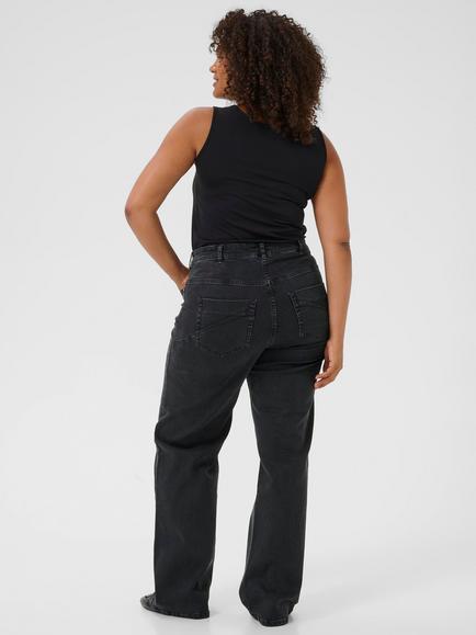 KAFFE Curve Mid Rise Wide Leg Denim Jeans - view 2, Mid Grey