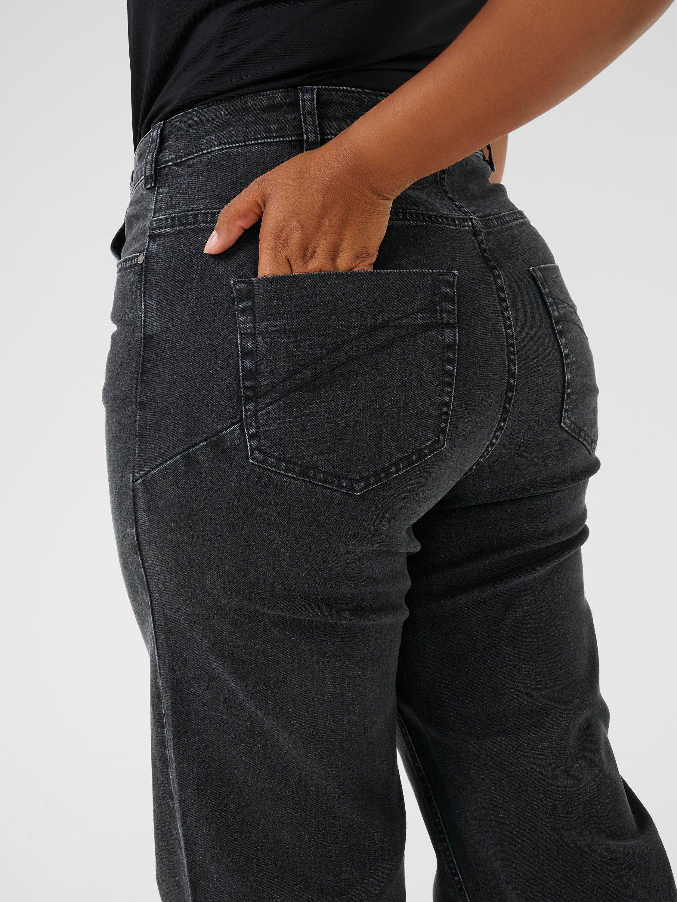 Product image 4 of 6, which shows KAFFE Curve Mid Rise Wide Leg Denim Jeans, Mid Grey, 18