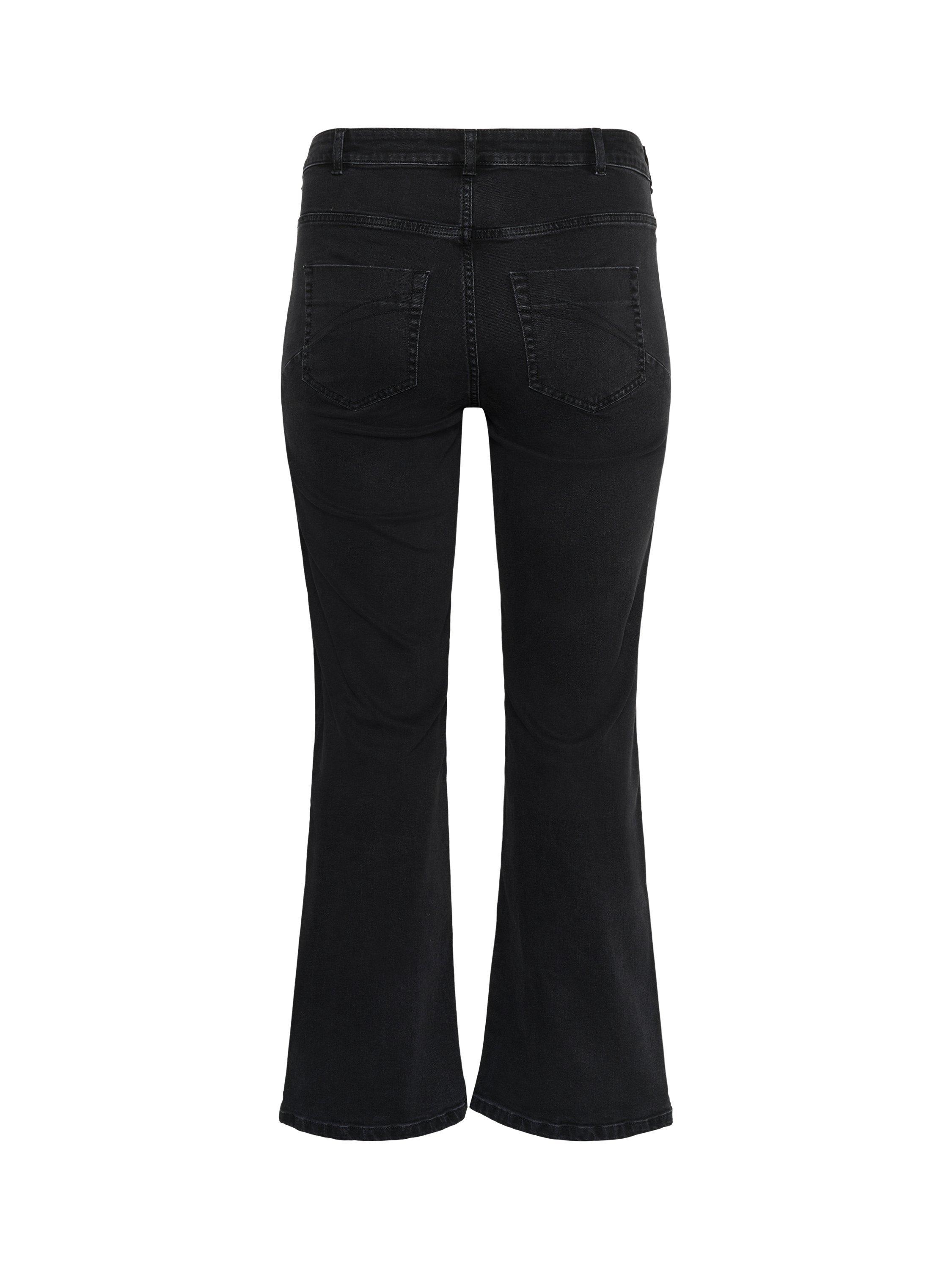 Product image 6 of 6, which shows KAFFE Curve Mid Rise Wide Leg Denim Jeans, Mid Grey, 18