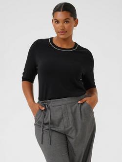 KAFFE KCcarla Short Sleeve Crew Neck Pullover Jumper, Black