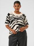 KAFFE Curve KCsandia Animal Print Wool Blend Pullover Jumper