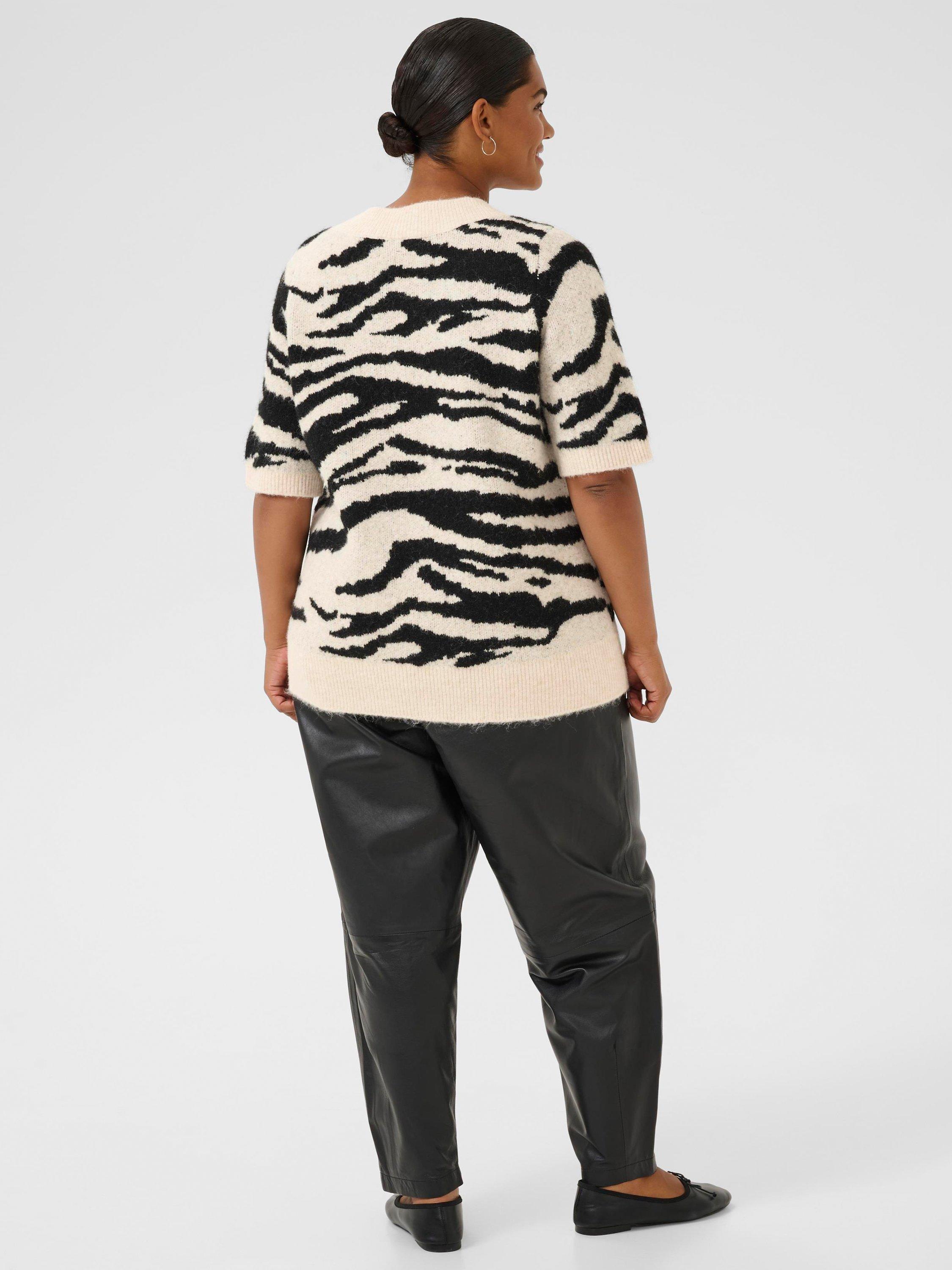 Product image 2 of 6, which shows KAFFE Curve KCsandia Animal Print Wool Blend Pullover Jumper, Multi, S