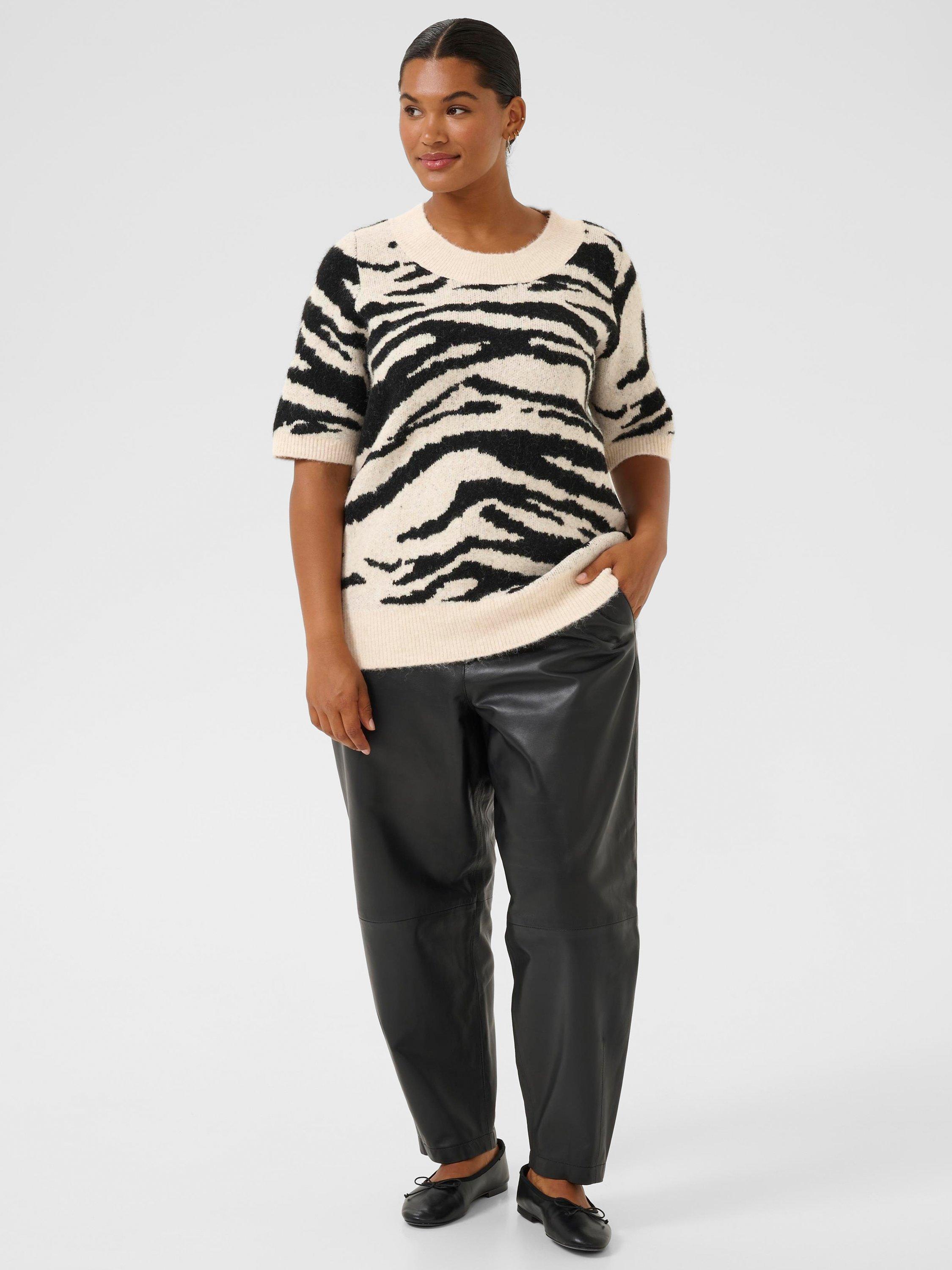 Product image 3 of 6, which shows KAFFE Curve KCsandia Animal Print Wool Blend Pullover Jumper, Multi, S