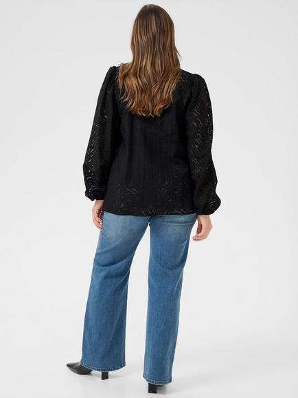 KAFFE Curve KCvianna Textured Woven Texture Blouse - view 2, Black