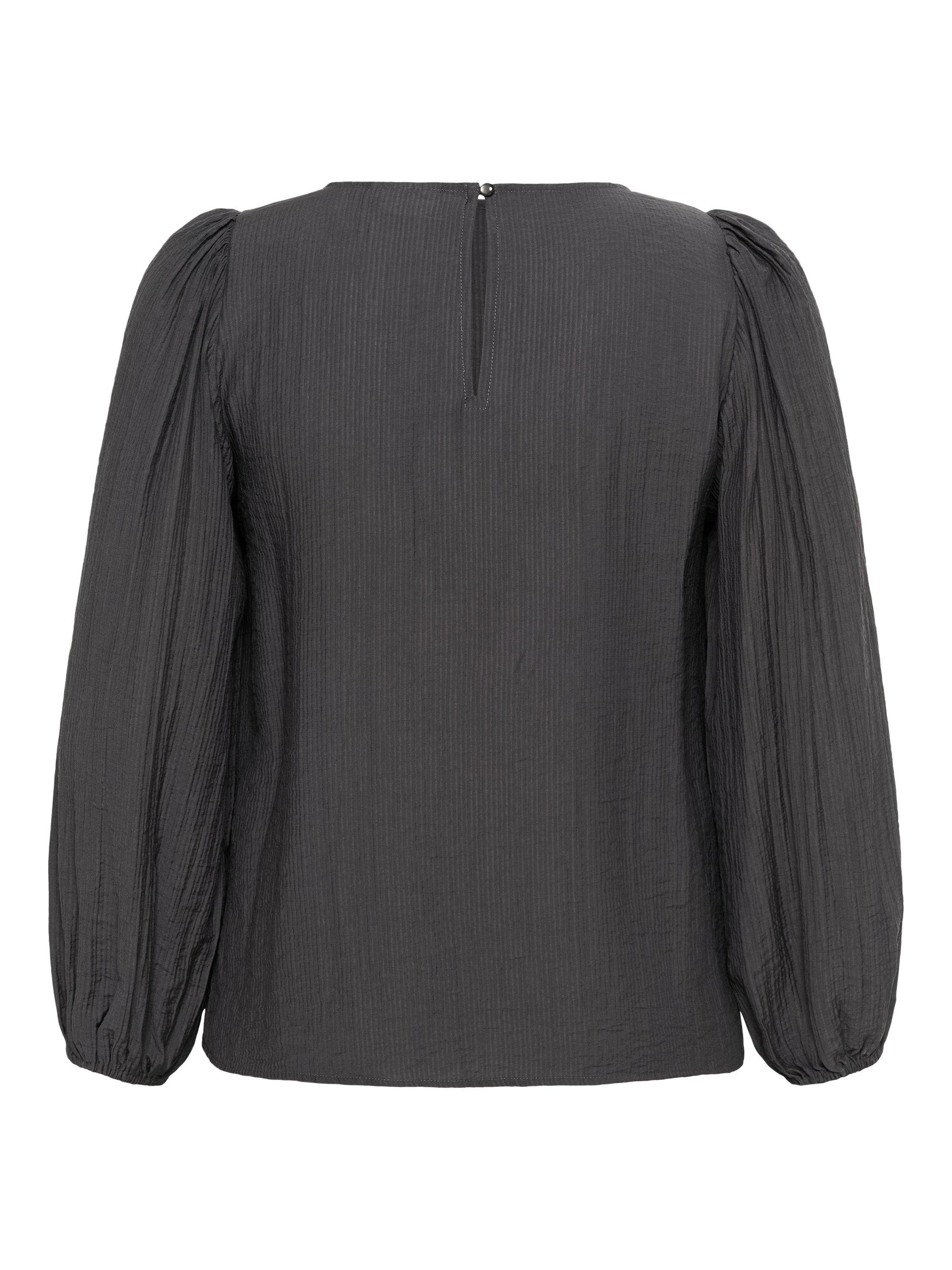 Product image 6 of 6, which shows KAFFE Curve KCviva Crinkle Long Sleeve Blouse, Mid Grey, 18