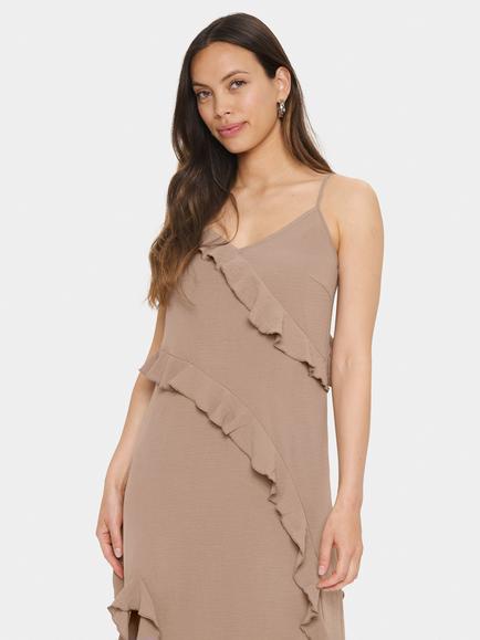 Saint Tropez Lilian Strappy Ruffle Midi Dress, Antler, Antler