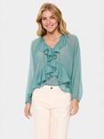 Saint Tropez Jacelyn Sheer Ruffle Detail Top, Sagebrush Green